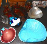 Murano Glass, Nambe bowl and Amber Glass Bowl with Matching Candle Holders