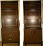 2 Slightly Different Mid Century Modern Bookcases that match with the Desk/Bookcase and Chest of Drawers