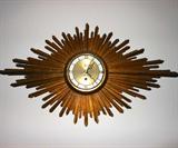 Mid Century Modern Syroco Working Wall Clock in a Sunburst Style