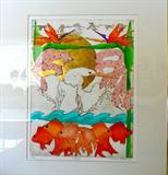 Framed Margaret Albritton Signed Print titled: "Goldies" Numbered 52/100