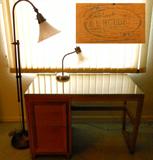 H.L. Hubbell Mid Century Modern Desk showing mark from inside drawer
