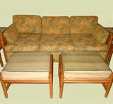 Rattan Sleeper Sofa and 2 Rattan Ottomans-part of an entire Rattan Set