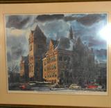 Nice large Litho titled: "Old Main, Wayne State University"
Watercolor in the Wayne State University Collection, by William A. Bostick