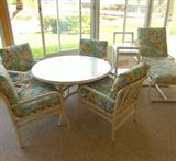 Patio Table, 4 of the 6 matching chairs, chaise lounge and matching cart on wheels