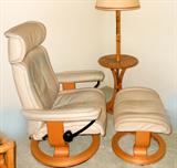 Stressless Chair, Matching Footstool and Bamboo Floor Lamp