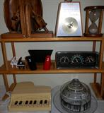 Grand Piano Telephone, Musical Notes Covered Butter Dish, Vintage Airguide Temperature Comfort Indicator/Desk Weather Station, Seth Thomas Transistor Metronome, Nautical Bookends and an Hour Glass