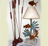 Tall Metal Reeds and Metal Marine Life Lamp