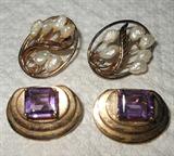 14K Gold and Amethyst Earrings and Pearl Earrings