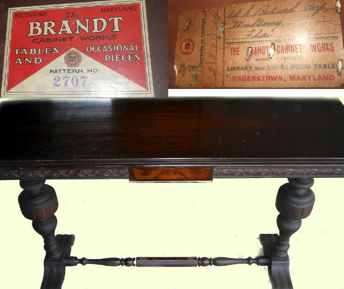 Brandt Cabinet Works, Hagerstown Maryland, Library Table