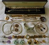 14K Gold Bangle, 3 Sterling Silver Chain Bracelets, 2 Sterling Silver Bangles, Gold Plated Pieces and Nice Costume Pieces