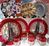 Imari Plates and Ruby Flash Plates and Stemware