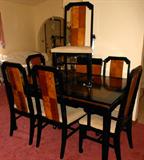 Asian Inspired Dinette Set with extra leaf and 6 chairs