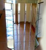 Hollywood Regency Mirrored Glass Stand with Shelves on each side