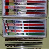 Nice Selection of Chopsticks, Painted, Inlaid Mother of Pearl and Metal