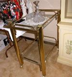 Hollywood Regency/Mid Century Modern style Metal and Glass Tea Cart