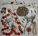 Large Rose Brooch is made from a Zipper, other Nice Costume Jewelry