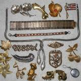 Vintage Sarah Coventry, Sterling Silver Xs and Os Pin, Snake Head Necklace and other nice pieces