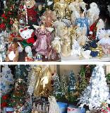 A small sample of the HUGE Selection of Christmas Items, Many Trees Fully Lit and Decorated