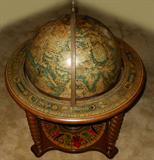 Large Floor Standing Globe/Bar Fully Decorated inside and out