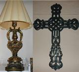Ornate Italian Lamp and Cross