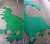 Wooden Dinosaurs, the largest measuring 8 feet wide