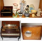 Very Cute little Piano Transistor Radio, Fitz and Floyd Flowers and Dept. 56 Snow Angels