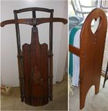 Antique Sled and Very Nice Large Wooden Quilt Rack