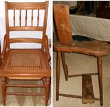 Antique Leather Tanning Bench? Very nice Old Caned Chair