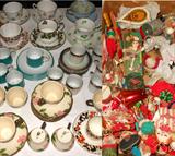 Sample of the Vintage Tea Cup and Saucer Collection and some of the Vintage Christmas Ornaments-Some really nice pieces!