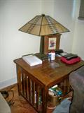 art & crafts style lamp and table