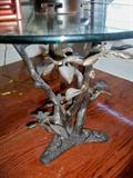 iron tree base table w/glasstop