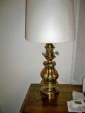 pr of brass lamps