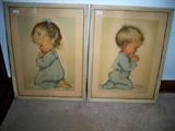 pair of vintage child prints
