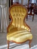 antique tuffed back velvet side chair
