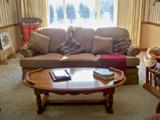Walter E. Smith Taupe Suede Sofa