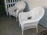 Outdoor wicker chairs.