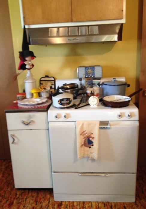 Vintage Cookware and appliances in the Efficiency room downstairs