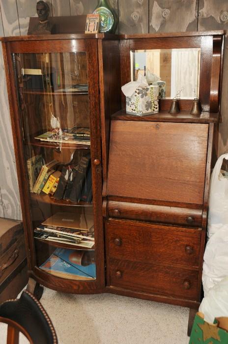 OAK SECRETARY BOOKCASE 