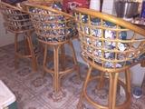 Three Vintage rattan bar stools