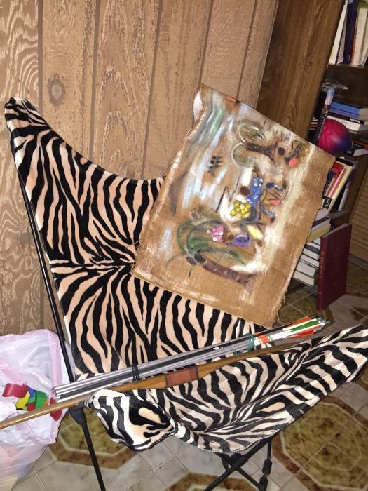 Zebra print chair & original art