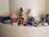 Lamps, statues, electronic equipment