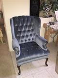 Pair of blue wing back chairs