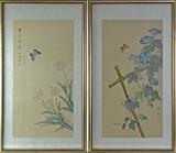 2 Pc. Japanese Woodblock Print on Silk Pair #1