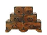 Asian Miniature 6 Drawer Chest w/ Brass Hardware
