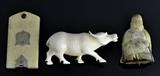 3 Pc. Carved Ivory Day Keeper, Buddha & Cow Lot