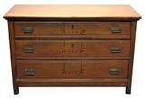 Antique Three Drawer Wood Chest