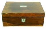 Antique Wood Lap Desk w/ MOP Insert & Key