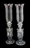 Baccarat Style Lustre Lamp Pair w/ Hurricane