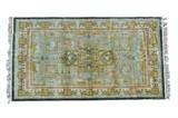 Asian Rug w/ Geometric Pattern & Pottery Vessels