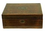 Antique Wood Brass Banded Inlay Box